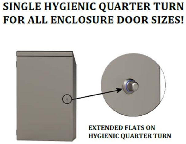 Custom Stainless Enclosures Highlights 4Xxtreme® Single Hygienic Quarter Turn Design for All Enclosure Door Sizes
