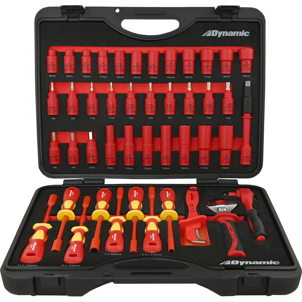 Dynamic 44-Piece Insulated Socket and Tool Set in its lockable carrying case