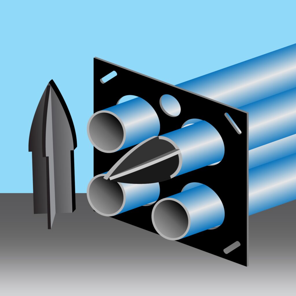 SP Products IP3e Conduit Guide fitted to a bank of PVC conduit